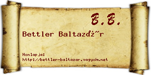 Bettler Baltazár névjegykártya